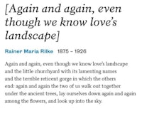 another and again, even though we know love's landscape